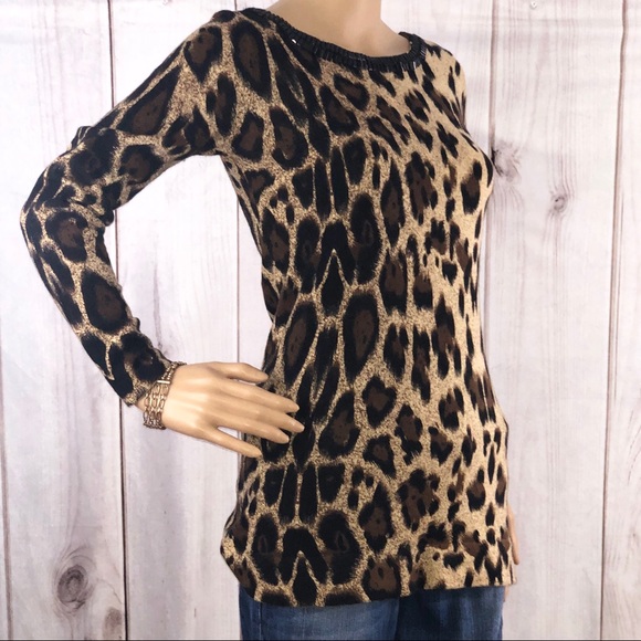 INC International Concepts Sweaters - INC Leopard print beaded embellished sweater Small
